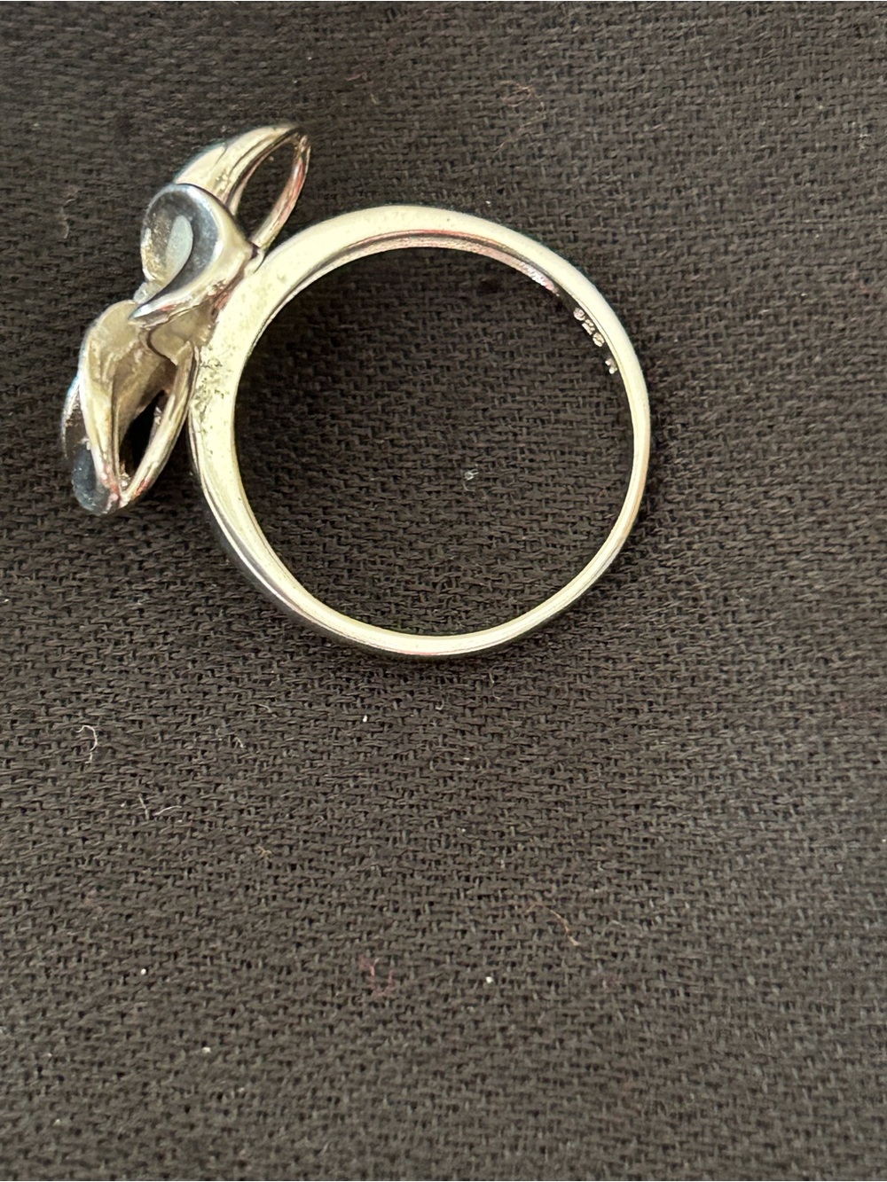 Polished Sterling Silver Floral Ring with CZ Center Stone - Size 9 - Picture 3 of 6
